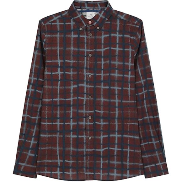 NEW Paul Smith Shirt!Sm or XLBurgundy & Blue Check With Cool Contrast Cuffs